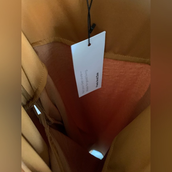 FRANK & OAK-crossover wrapped-tie velvet satin dress in Rich Chestnut-Size S NWT - Picture 8 of 11